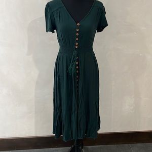 Hunter green mid-length dress